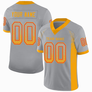 Custom Light Gray Gold-Scarlet Mesh Drift Fashion Football Jersey - Jersey