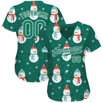 Custom Kelly Green Kelly Green-White Christmas 3D Authentic Baseball Jersey