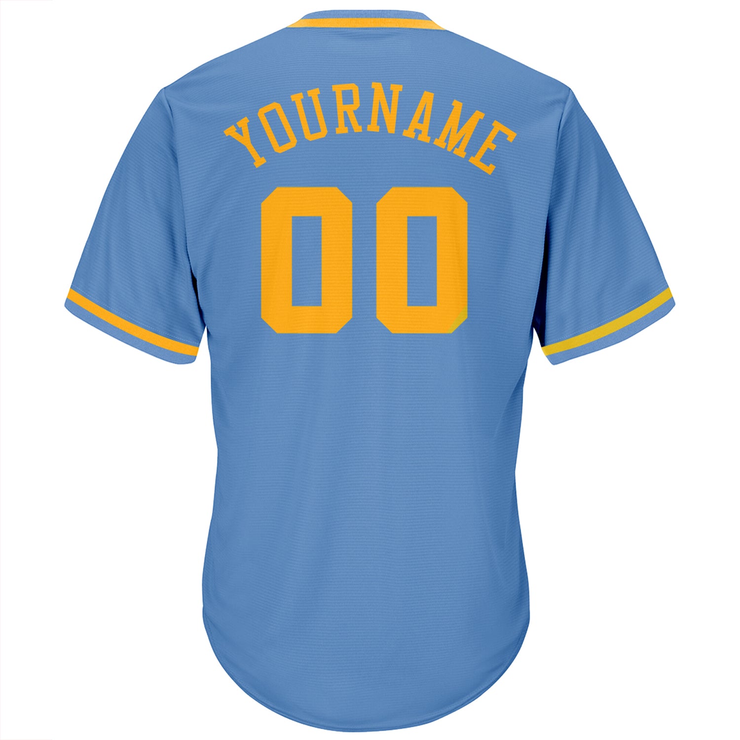 Custom Team Baseball Authentic Light Blue Throwback Shirt Gold