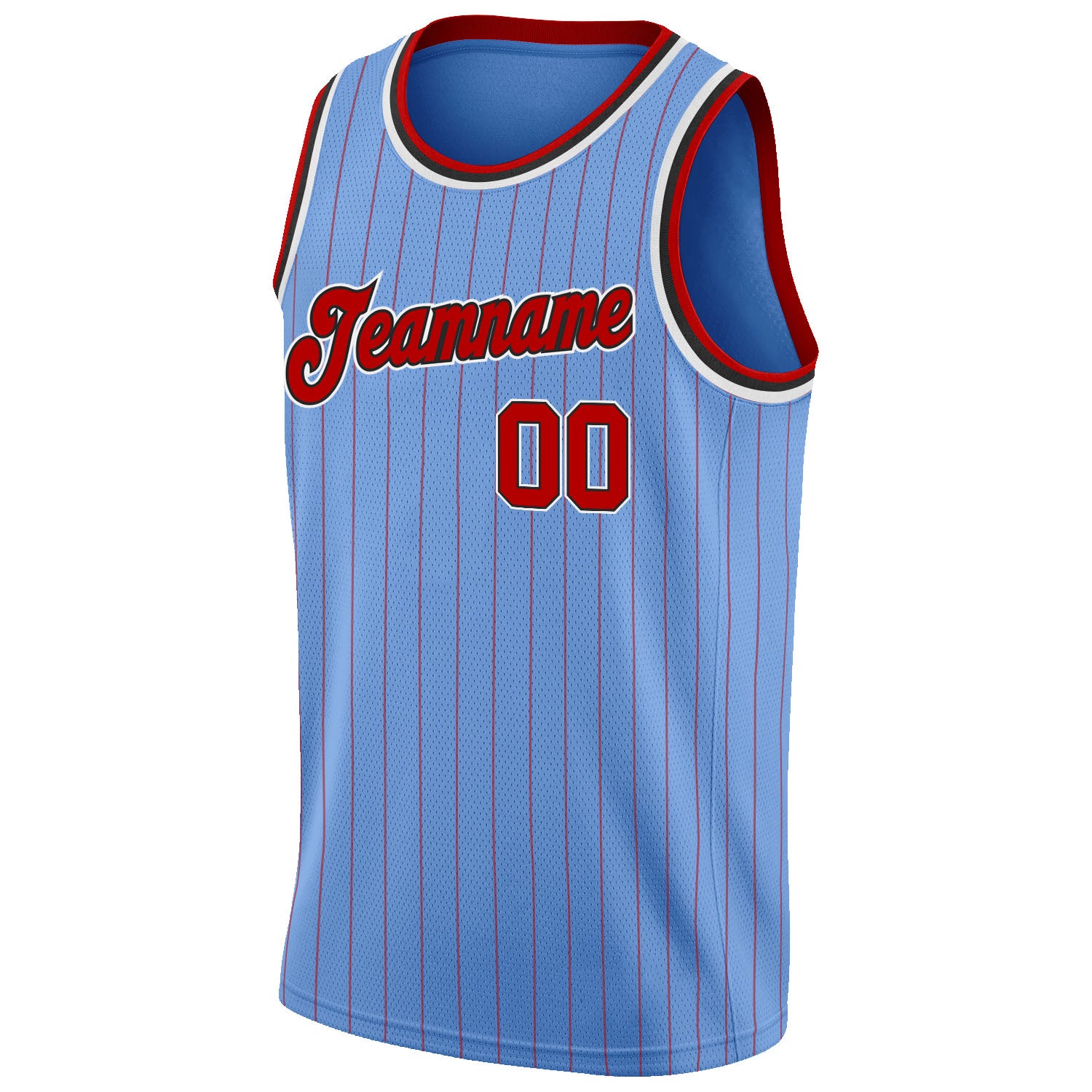 Custom Black White Pinstripe White-Red Authentic Basketball Jersey