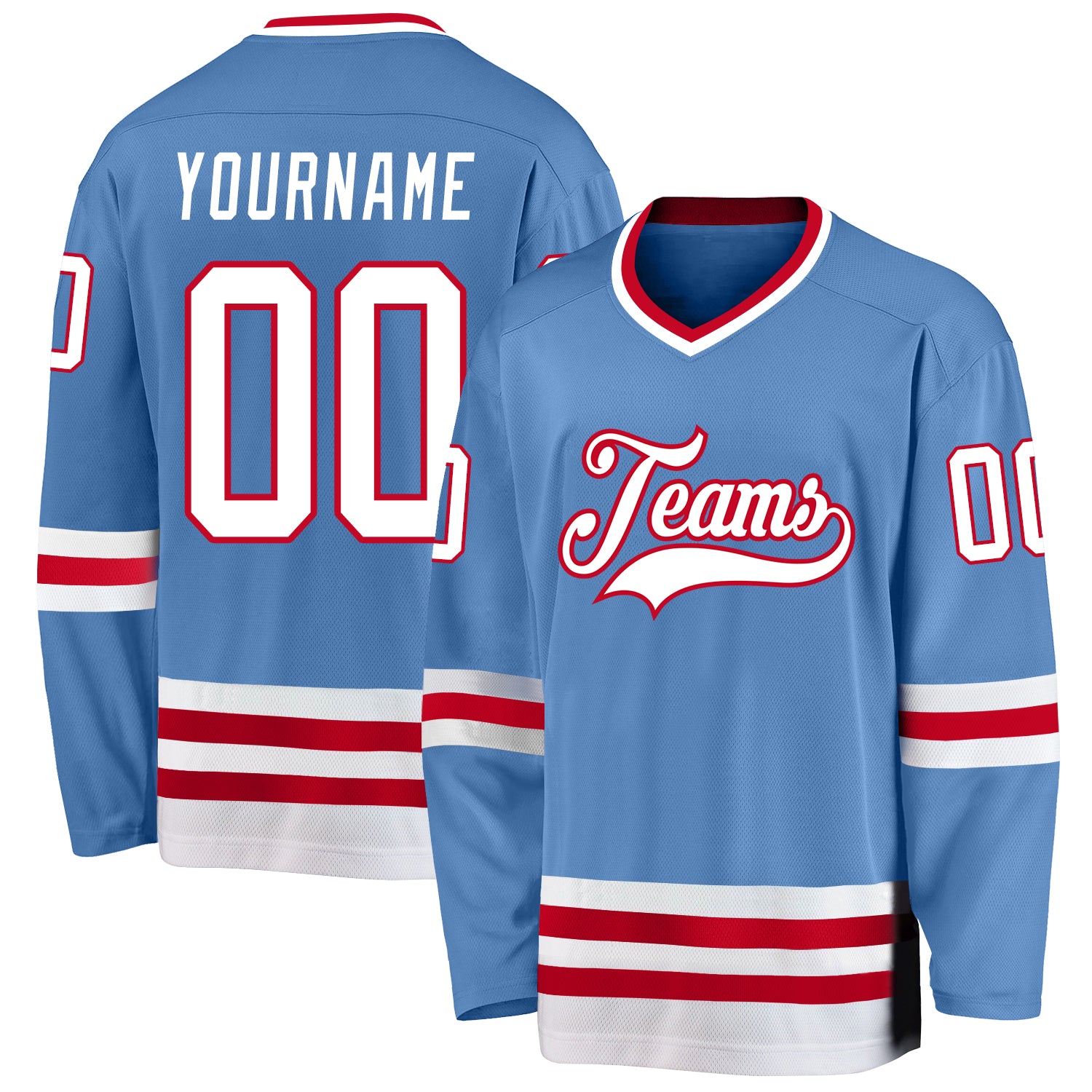 Custom White Blue-Orange Hockey Jersey