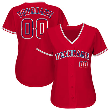 Custom Red Navy-Gray Baseball Jersey - Jersey