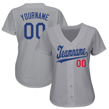 Custom Gray Royal-Red Baseball Jersey - Jersey