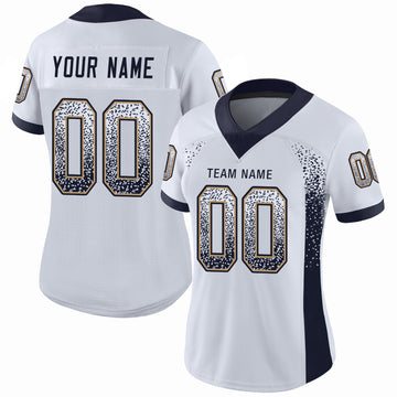 Custom White Navy-Old Gold Mesh Drift Fashion Football Jersey - Jersey