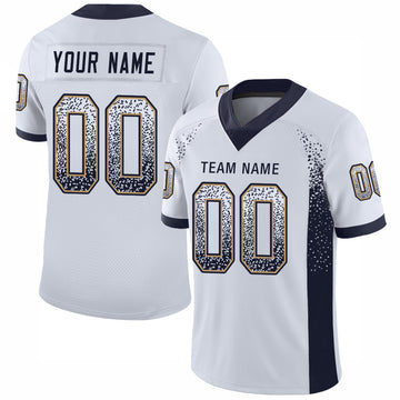 Custom White Navy-Old Gold Mesh Drift Fashion Football Jersey - Jersey