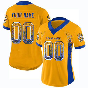 Custom Gold Royal-White Mesh Drift Fashion Football Jersey - Jersey