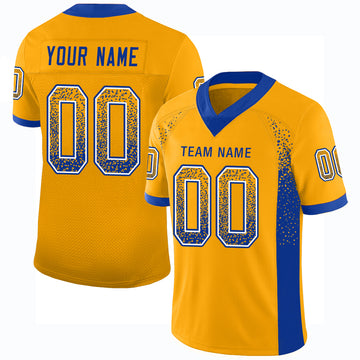 Custom Gold Royal-White Mesh Drift Fashion Football Jersey - Jersey