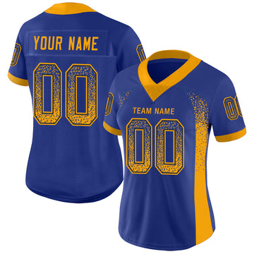 Custom Royal Gold-Navy Mesh Drift Fashion Football Jersey - Jersey