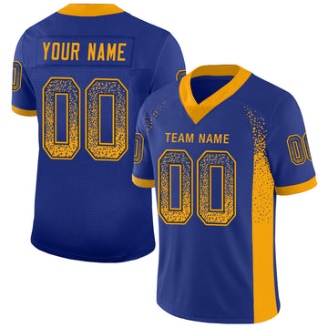 Custom Royal Gold-Navy Mesh Drift Fashion Football Jersey - Jersey