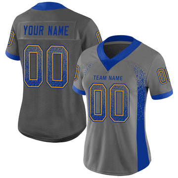 Custom Gray Royal-Gold Mesh Drift Fashion Football Jersey - Jersey