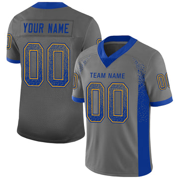 Custom Gray Royal-Gold Mesh Drift Fashion Football Jersey - Jersey