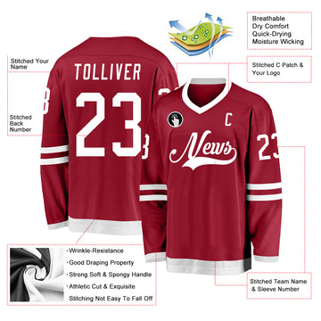 Custom Maroon White Hockey Jersey