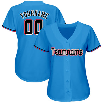 Custom Powder Blue Black-Orange Baseball Jersey - Jersey