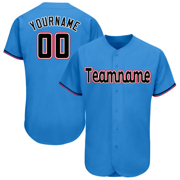 Custom Powder Blue Black-Orange Baseball Jersey - Jersey