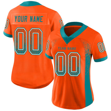 Custom Orange Aqua-White Mesh Drift Fashion Football Jersey - Jersey