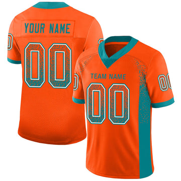 Custom Orange Aqua-White Mesh Drift Fashion Football Jersey - Jersey