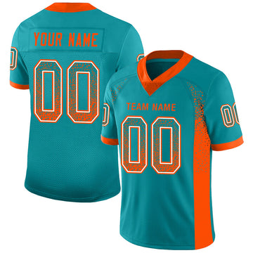 Custom Aqua Orange-White Mesh Drift Fashion Football Jersey - Jersey