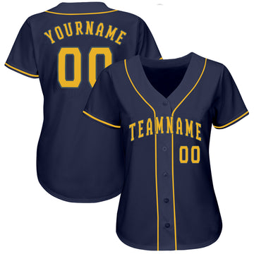 Custom Navy Gold Baseball Jersey - Jersey