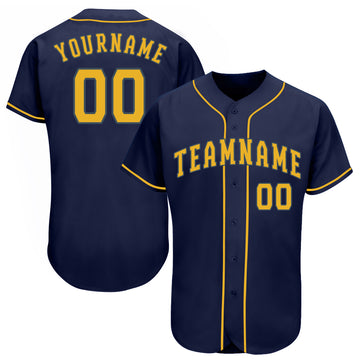 Custom Navy Gold Baseball Jersey - Jersey