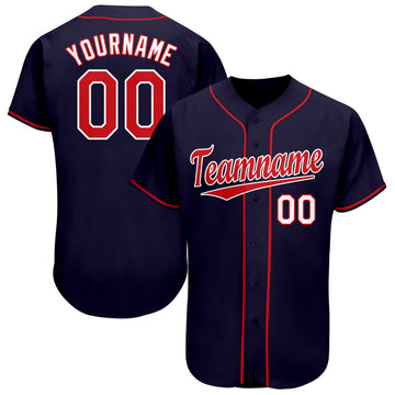 Custom Navy Red-White Baseball Jersey - Jersey