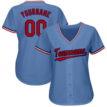 Custom Light Blue Red-Navy Baseball Jersey - Jersey