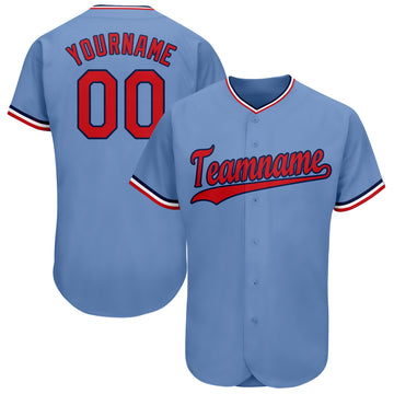 Custom Light Blue Red-Navy Baseball Jersey - Jersey