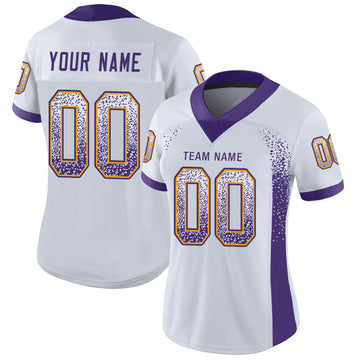 Custom White Purple-Gold Mesh Drift Fashion Football Jersey - Jersey