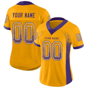 Custom Gold Purple-White Mesh Drift Fashion Football Jersey - Jersey