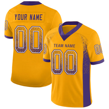 Custom Gold Purple-White Mesh Drift Fashion Football Jersey - Jersey