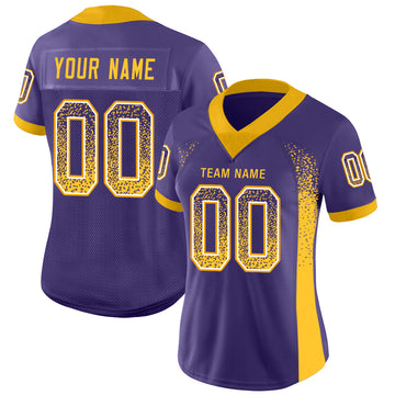 Custom Purple Gold-White Mesh Drift Fashion Football Jersey - Jersey