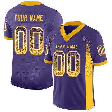 Custom Purple Gold-White Mesh Drift Fashion Football Jersey - Jersey