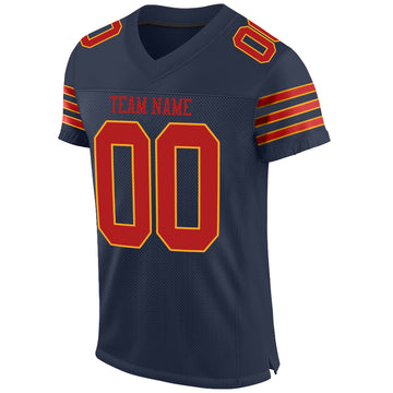 Custom Navy Scarlet-Gold Mesh Authentic Football Jersey