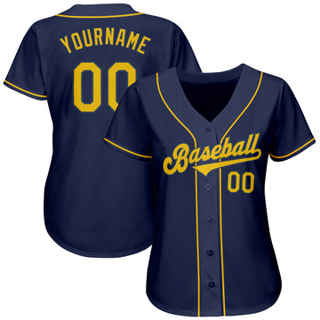 Custom Navy Gold Authentic Baseball Jersey