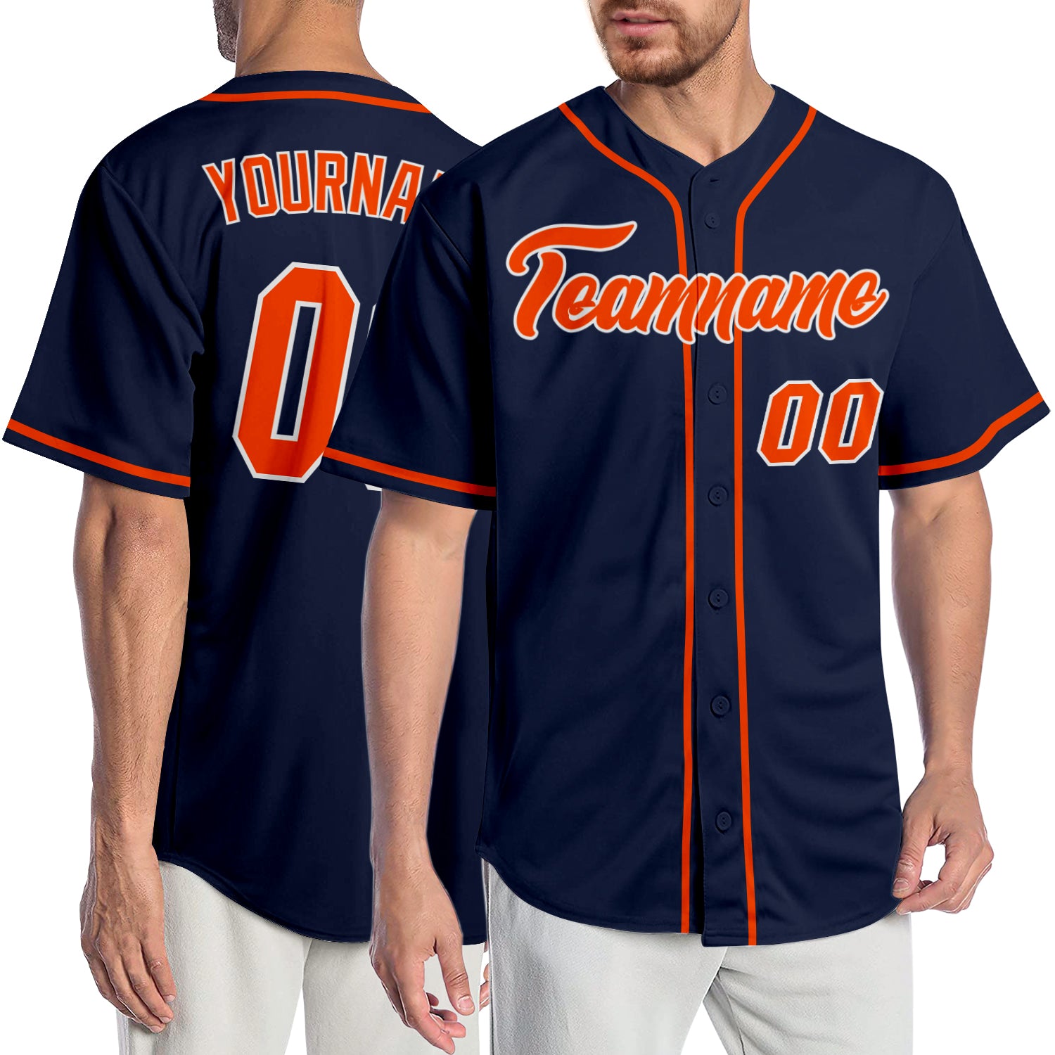 Custom Navy Orange-White Authentic Baseball Jersey Discount