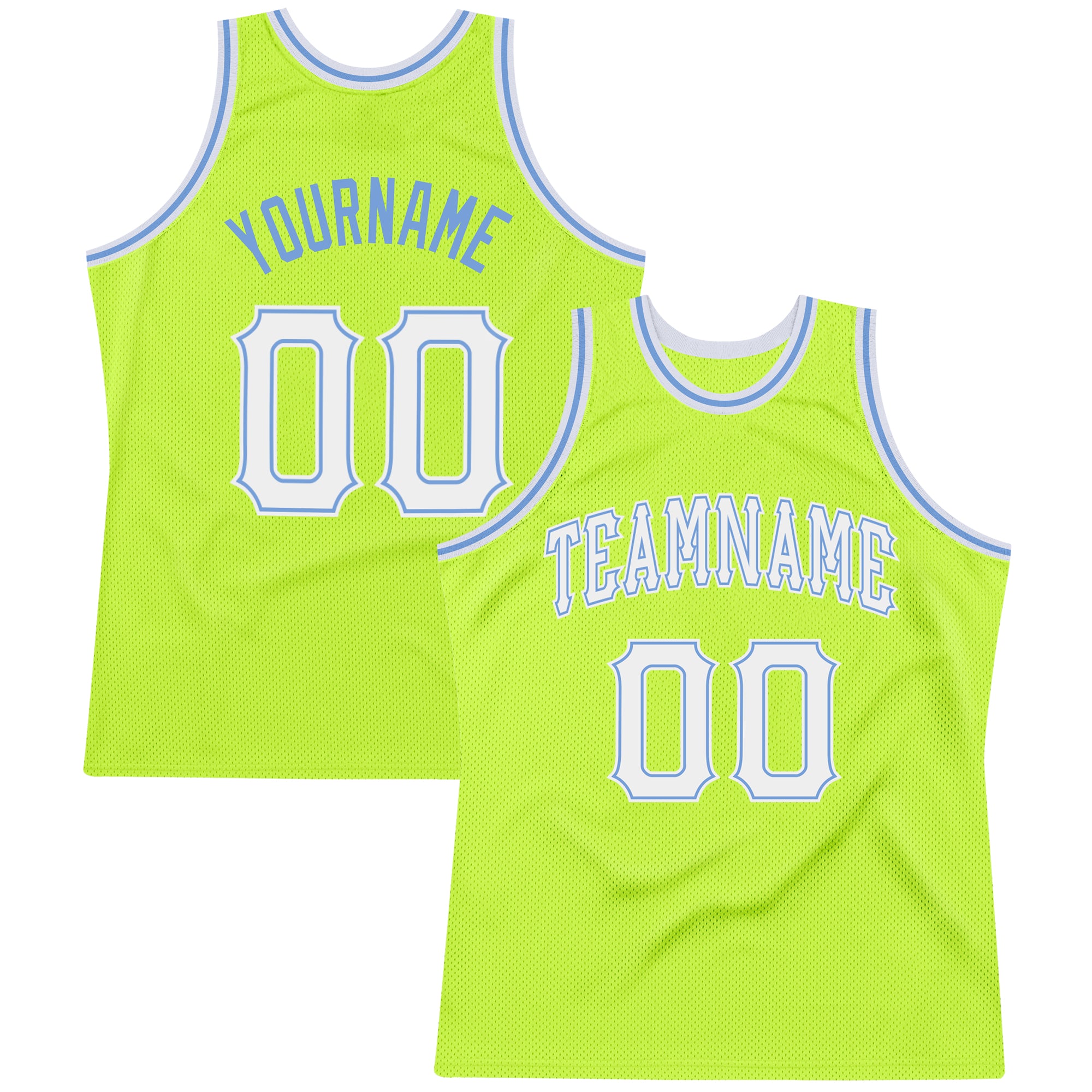 FANSIDEA Custom Neon Green Black-White Authentic Throwback Basketball Jersey Men's Size:L