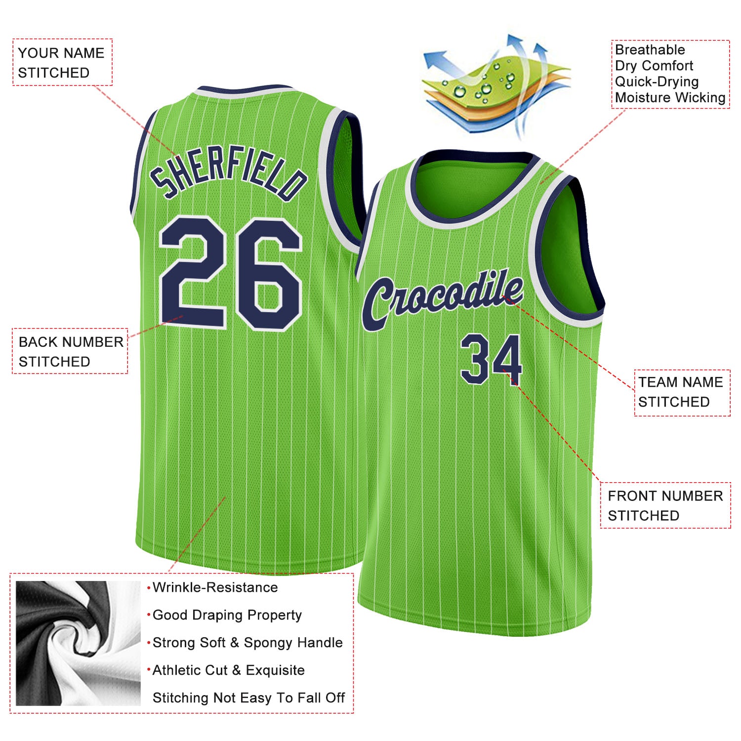 Power Rich Sports Inc Custom Men's Basketball Practice Jersey with Matching Shorts Neon Green / M