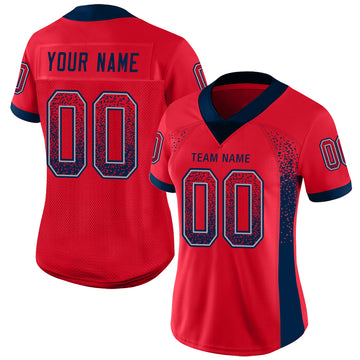 Custom Scarlet Navy-Gray Mesh Drift Fashion Football Jersey - Jersey