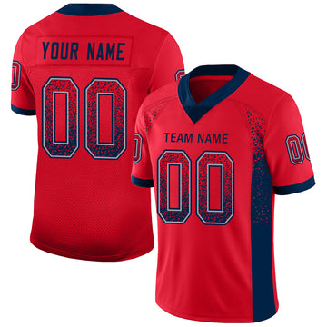 Custom Scarlet Navy-Gray Mesh Drift Fashion Football Jersey - Jersey