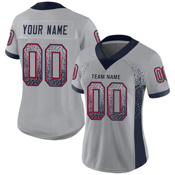 Custom Light Gray Navy-Scarlet Mesh Drift Fashion Football Jersey - Jersey