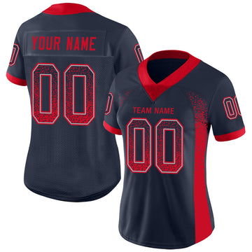 Custom Navy Scarlet-Gray Mesh Drift Fashion Football Jersey - Jersey