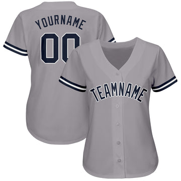 Custom Gray Navy-White Baseball Jersey - Jersey