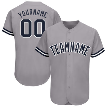 Custom Gray Navy-White Baseball Jersey - Jersey