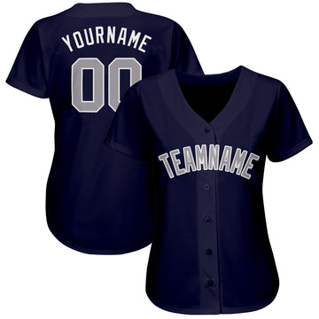 Custom Navy Gray-White Baseball Jersey - Jersey