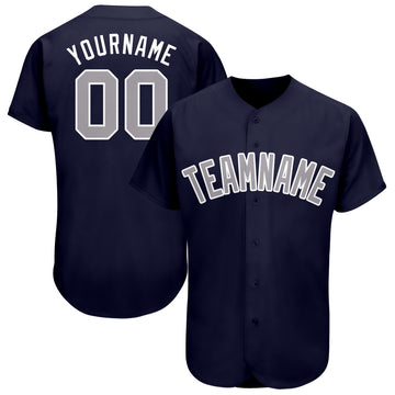 Custom Navy Gray-White Baseball Jersey - Jersey