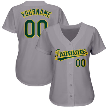 Custom Gray Green-Gold Baseball Jersey