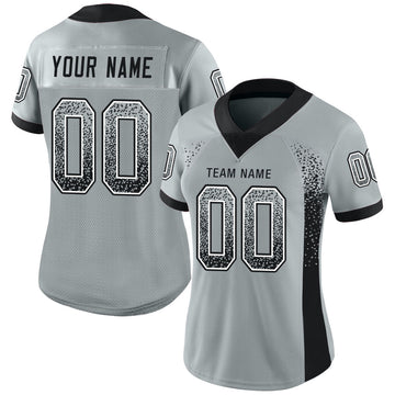 Custom Silver Black-White Mesh Drift Fashion Football Jersey