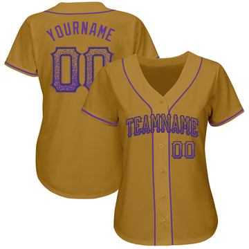 Custom Old Gold Purple-Black Authentic Drift Fashion Baseball Jersey