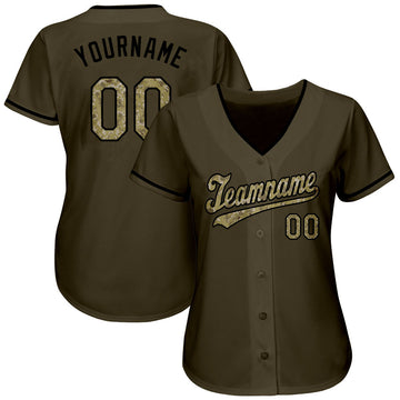 Custom Olive Camo-Black Authentic Salute To Service Baseball Jersey