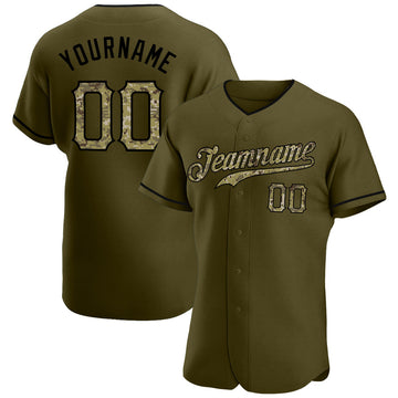 Custom Olive Camo-Black Authentic Salute To Service Baseball Jersey