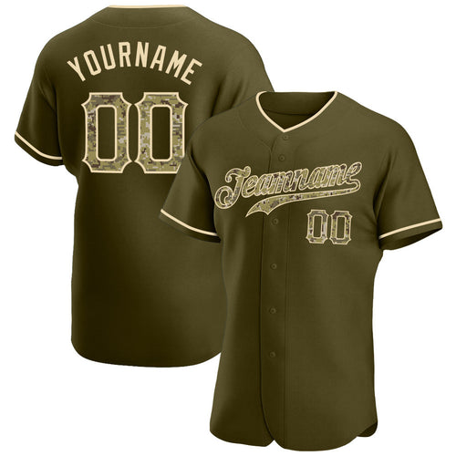 Custom Olive Neon Yellow-Black Authentic Salute To Service Baseball Jersey